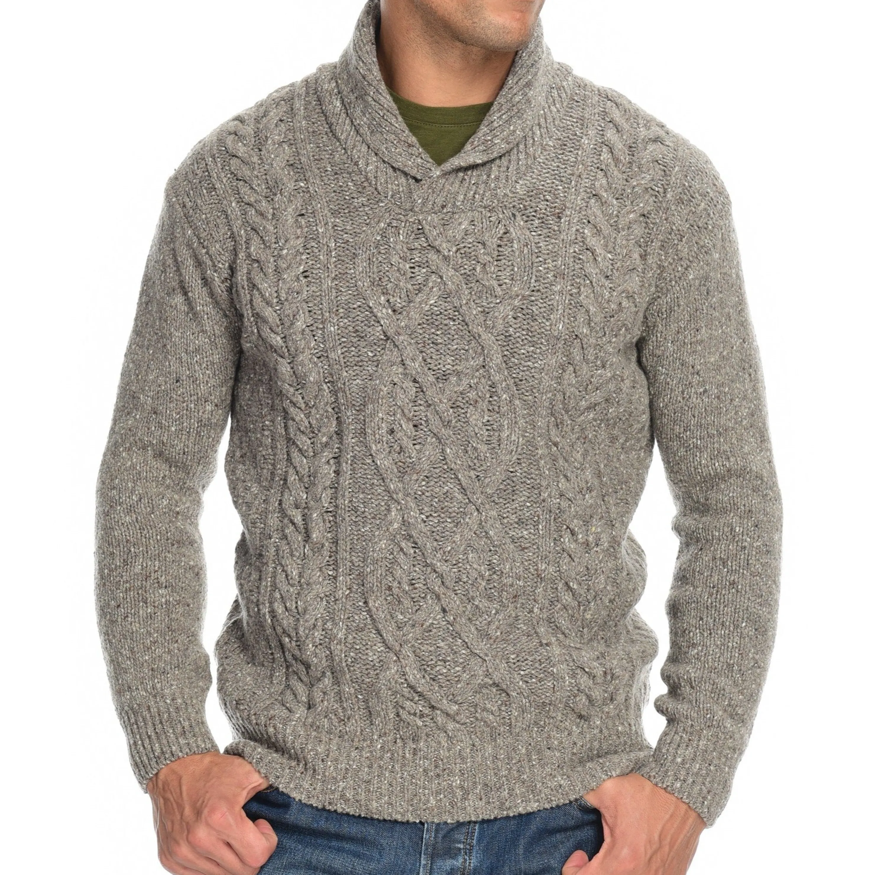 Best Irelandseye Knitted Clonard Shawl Collar Cable Pullover Men Tops