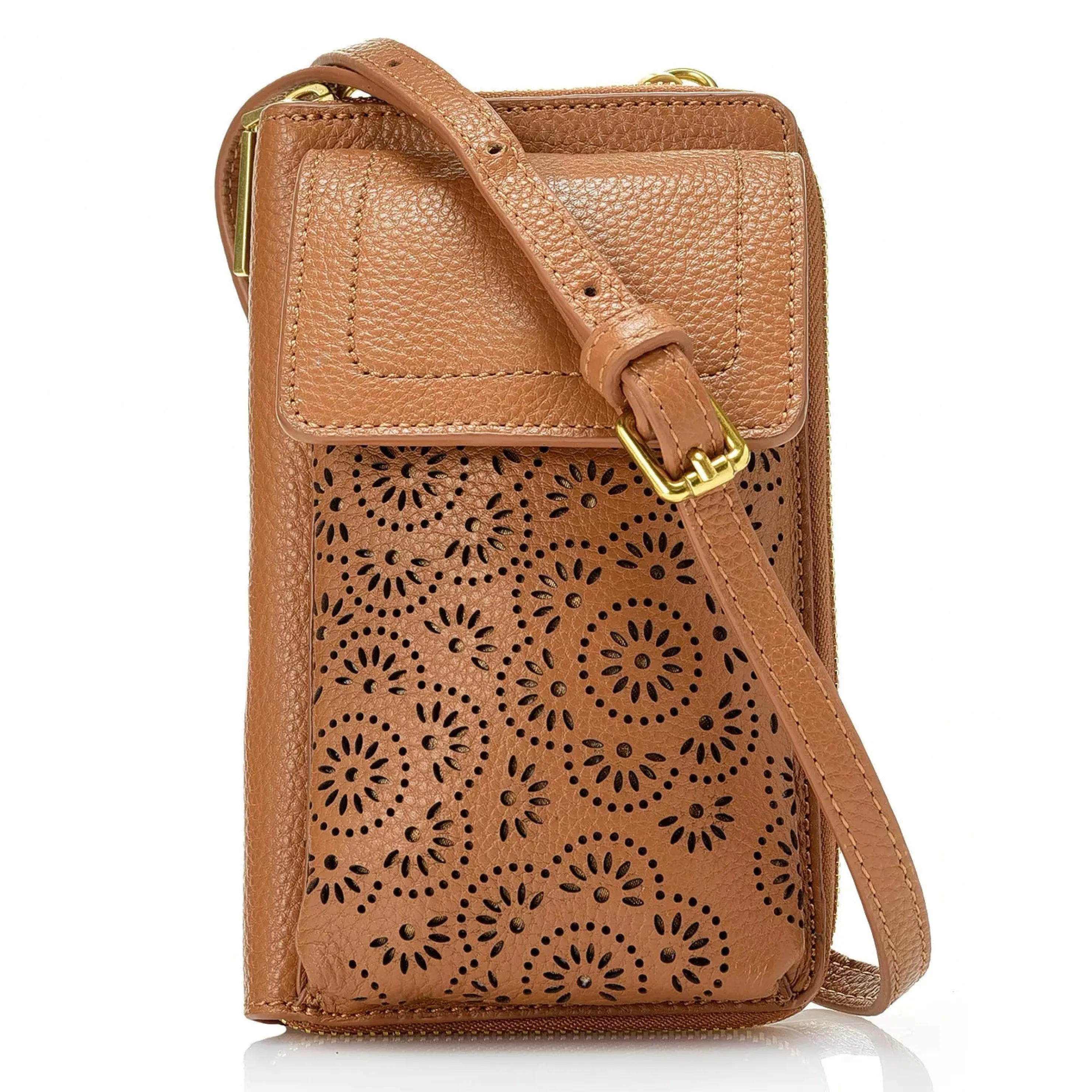 Hot Leah Perforated Leather Phone Case Crossbody Crossbody